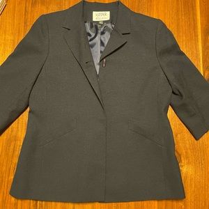 Vintage KASPER A.S.L. Petite dark navy blazer with three quarter sleeves